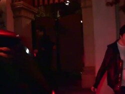 Mischa Barton and Friends sneak out side door from Stock Footage