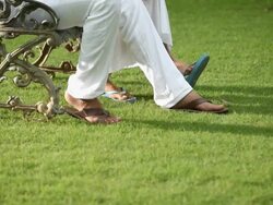 Couple drinking tea in the lawn  Stock Footage