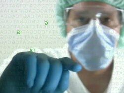Analyzing Biotechnology Genetic Research DNA Data Stock Footage