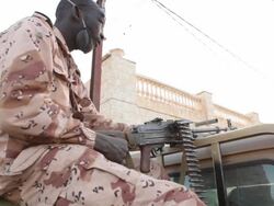 Soldier on the truck. Stock Footage