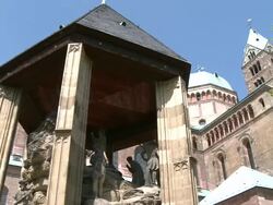 MS PAN View of Speyer Cathedral  / Speyer, Rhineland-Palatinate, Germany Stock Footage