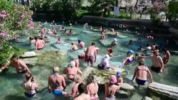 Antique pool in Pamukkale Stock Footage