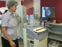 MS Shot of mammographic screening for breast cancer prevention / Wiesbaden, Hesse, Germany Stock Footage