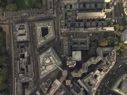 "Aerial Overhead tracking shot Holborn, Aldwych and Royal Courts of Justice" Stock Footage