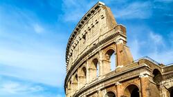 Close-up timelapse of clouds over the famous ancient Colosseum Amphitheater. Rome, Italy. April, 2016. Stock Footage