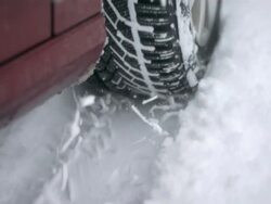 HD Super Slow-Mo: Driving In The Snow Stock Footage