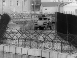 Third generation of the Berlin Wall is erected Stock Footage