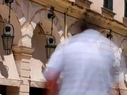 Timelapse of restaurants along the Esplanade in Corfu Town Stock Footage