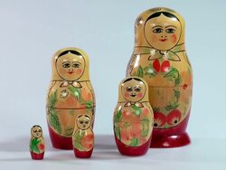 MS Shot of Matryoshka dolls, russian dolls / Saarburg, Rhineland Palatinate, Germany Stock Footage