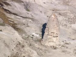 MS Shot of people roaming at near different type of cliff at Mammoth Springs / Wyoming, United States Stock Footage