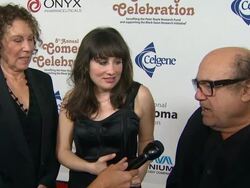 INTERVIEW - Danny DeVito, Lucy DeVito, Rhea Perlman at The International Myeloma Foundation's 8th Annual Comedy Celebration Benefiting The Peter Boyle Research Fund Stock Footage