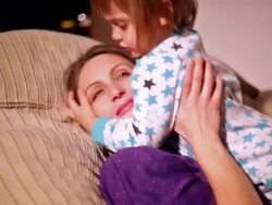 Son kissing his mother. Stock Footage