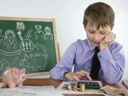 boy at work on the business plan Stock Footage