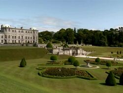 WS Powerscourt gardens with powerscourt House / Enniskerry, County Wicklow, Ireland Stock Footage
