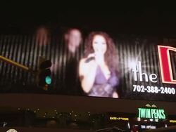 MS TS Side POV Shot of Billboards / Las Vegas, Nevada, United States Stock Footage