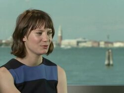 INTERVIEW - Mia Wasikowska on if she would like to do something similar in real life at 'Tracks' Interviews on August 30, 2013 in Venice, Italy (Footage by WireImage Video/Getty Images) Stock Footage