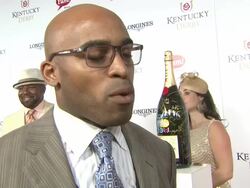 INTERVIEW - Tiki Barber, Lance Bass, and Shayne Graham on NBA player Jason Collins coming out at Moet & Chandon Toasts The 139th Kentucky Derby Stock Footage