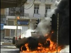 Roadside bomb hits US convoy, humvee on fire News Clip