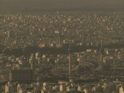 Locked off shot of smoggy Esfahan, Iran (sound available) Stock Footage