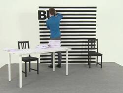 Time lapse of people putting letters on board to spell business Stock Footage