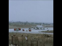 SYND 1-1-74 BOEING JET IN BOMB SCARE AT AIRPORT News Clip