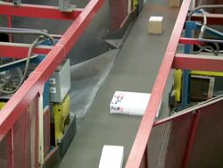 MS Parcels are sorted on conveyor belt in FedEx Depot / Memphis, Tennessee, United States Stock Footage