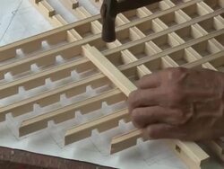View of the producing a doorframe of the traditional Korean House Stock Footage