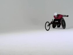 Athlete using wheelchair, slow motion Stock Footage