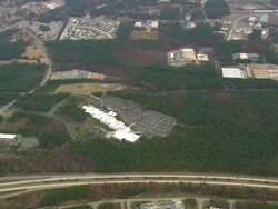 WS AERIAL View of Town city at Raleigh - Durham airport / North Carolina, United States Stock Footage