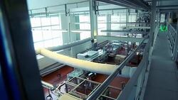 Food industry. Food factory. Food packaging line. Production line at food processing plant. Dairy factory. Automated industrial equipment. Modern industrial workshop. Food technology. Canned products production. Food manufacturing. Package on conveyor bel Stock Footage