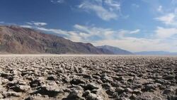 The Devils Golf course in Death Valley which is the lowest, hottest, driest place in the USA, with an average annual rainfall of around 2 inches, some years it does not receive any rain at all. Stock Footage