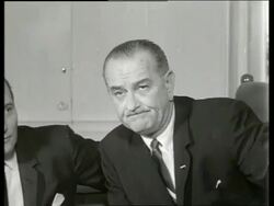 B/W 1960's close up of President Lyndon Johnson / SOUND Stock Footage