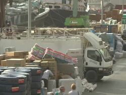 Yemen Port Goods Being Unloaded News Clip