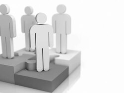 Animated People Concept Loop - Grey Jigsaw Piece (On White) Stock Footage