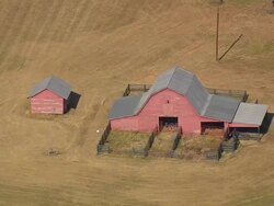 MS AERIAL Shot of Rustic barn at landscape / South Carolina, United States Stock Footage