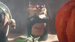 HD Video Of Pumpkin And Poison Bottle In Spooky Atmosphere Stock Footage