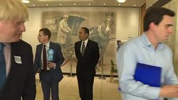 Boris Johnson leaving room after interview News Clip