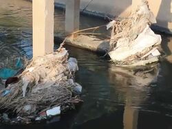 Waste water in canal Stock Footage