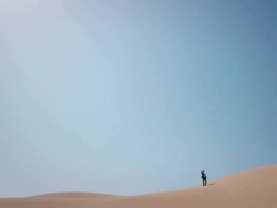 Businessman in desert Stock Footage