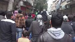 CLEAN : Syrians demonstrate in Aleppo against Qaed News Clip