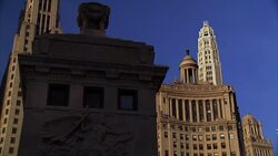 CU, Bas relief on Michigan Avenue Bridge, Wrigley Building, Chicago, Illinois, USA Stock Footage