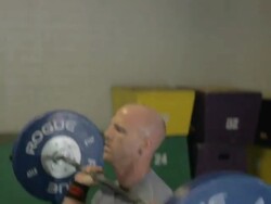 3/4 profile close-up. Dustin performs set of thrusters. Stock Footage