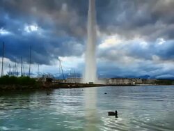 Lake Geneva at night Stock Footage