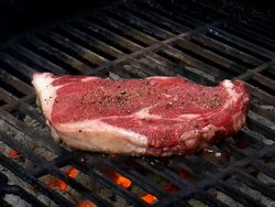 Grilled Rib Eye Steaks Stock Footage