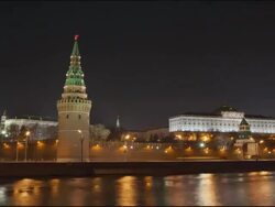 TL Movement along the embankment of the Moscow River with views of the Kremlin / Russia, Moscow Stock Footage