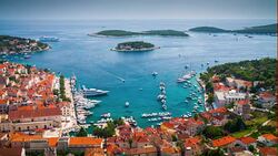 Hvar historic town, mediterranean sea - croatia Stock Footage