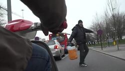Anon Man Drives Lambretta Scooter Through Streets News Clip
