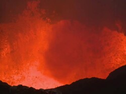 Volcanic gases pour from boiling lava lake, Marum Volcano, Ambrym Island, Vanuatu Stock Footage