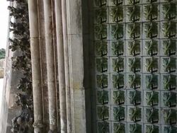Sintra, Pena National Palace, decorations in the passageway to the great balcony Stock Footage