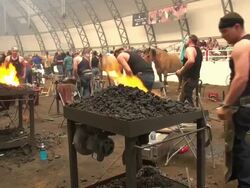 MS PAN Blacksmith competition at Calgary Stampede / Calgary, Alberta, Canada Stock Footage